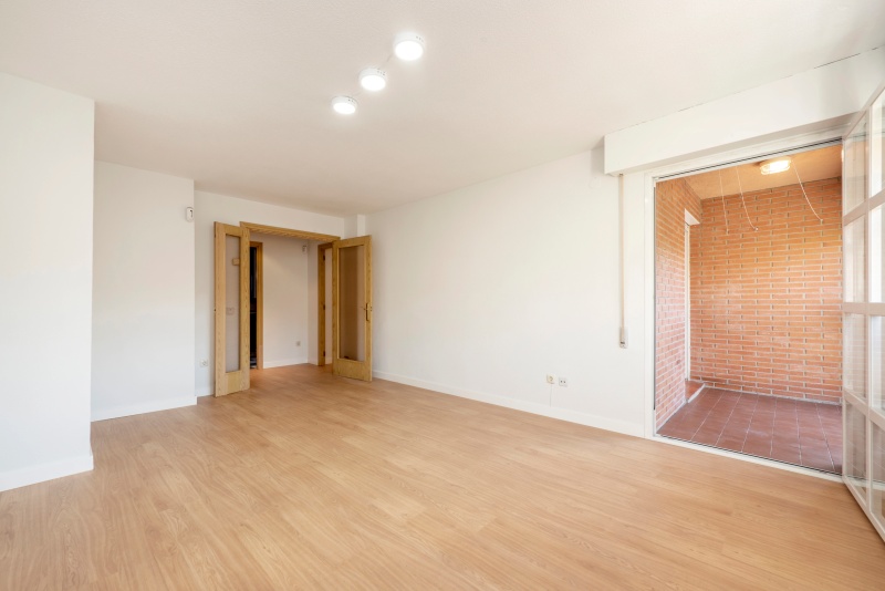 Empty Living Room Furniture Wooden Floors Freshly Painted Walls Access