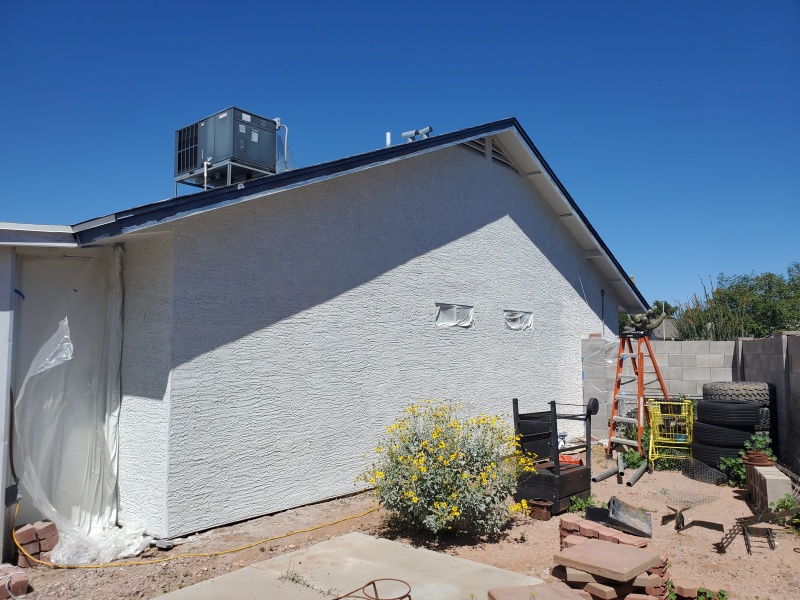 Painting Exterior Stucco House Gray Apache Junction Arizona Home Owner