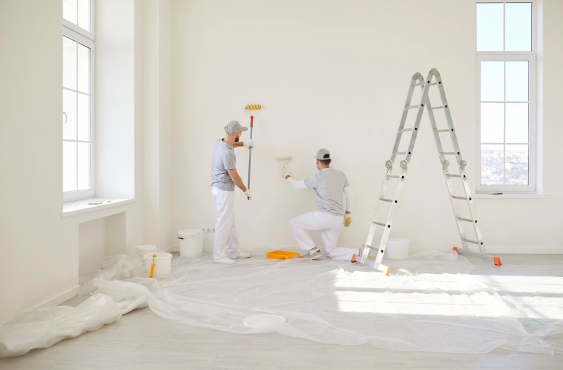 Painters Team Wall Painting Construction Workers Professional Service